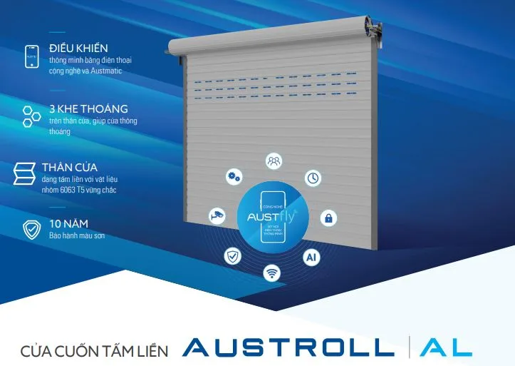 Cửa cuốn nan nhôm Tấm liền - Austroll || AL68